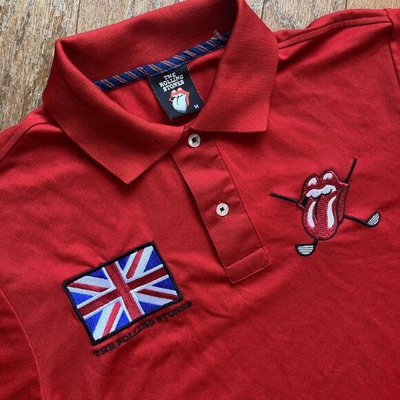 The Rolling Stones Red Golf Polo Shirt Medium - Picture 2 of 4